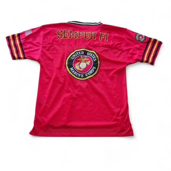 JWM Marine Semper Fi US Military Football Jersey Red / Black Men's XL - Picture 2 of 12